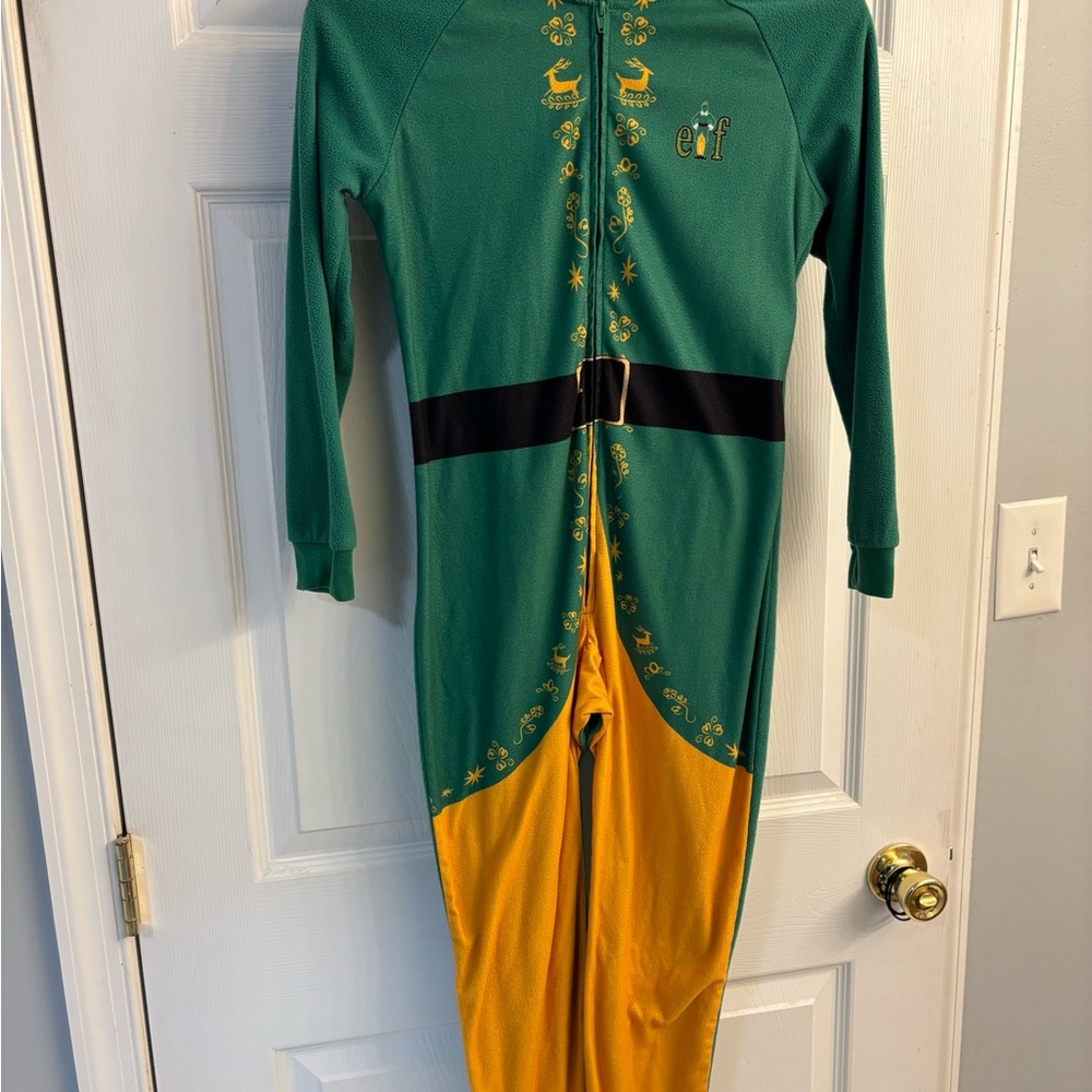 ELF -Buddy the Elf onesie; Green and Yellow Festive Onesie;  zip-up